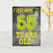 Carte Aura éffrayante Lumineuse Look "55 ANS !" + Nom (Fleur jaune)