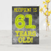 Carte Aura éffrayante Lumineuse Look "61 ANS !" + Nom (Fleur jaune)