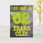 Carte Aura éffrayante Lumineuse Look "62 ans!" + Nom (Fleur jaune)