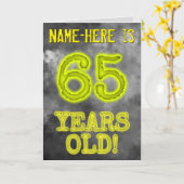 Carte Aura éffrayante Lumineuse Look "65 ANS !" + Nom (Fleur jaune)