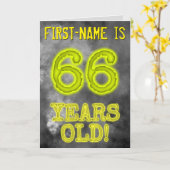 Carte Aura éffrayante Lumineuse Look "66 ANS !" + Nom (Fleur jaune)