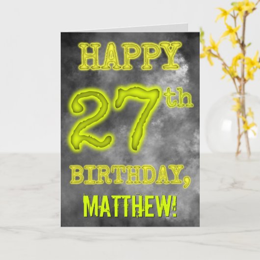 Carte Aura éffrayante Lumineuse Regardez "HEUREUX 27ème (Fleur jaune)