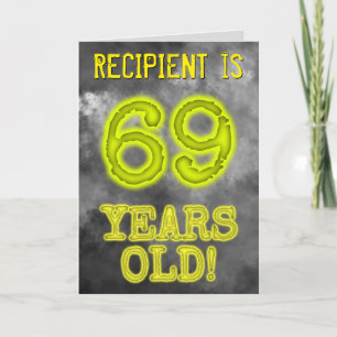 Carte Aura lumineuse effrayante "ÂGÉ DE 69 ANS !" + Nom