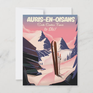 Carte AURIS-EN-OISANS France affiche de ski