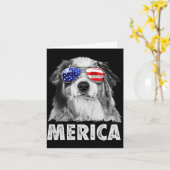 Carte Aussie australian shepherd 4 juillet merica (Fleur jaune)