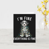 Carte Aussiedoodle Christmas I'm Fine Everything Is Fine (Fleur jaune)