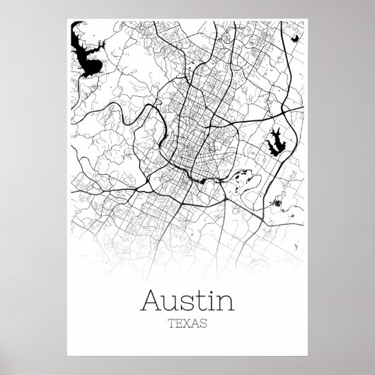 Carte Austin - Texas - Poster de la carte de la vi (Devant)