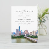 Carte AUSTIN TEXAS Skyline Wedding Enregistrer la date (Debout devant)