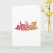 Carte Austin Texas Watercolor Skyline (Fleur jaune)
