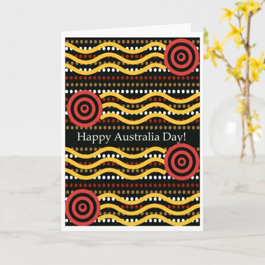 Carte Australia Day Greeting Card, Aboriginal Dot Design (Fleur jaune)
