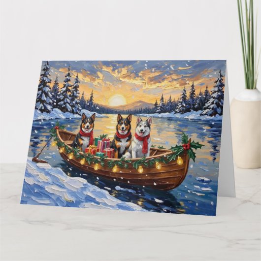 Carte Australian Cattle Dog Christmas Boat Holiday (Devant)