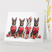 Carte Australian Kelpie Christmas Dress Santa Hat (Fleur jaune)