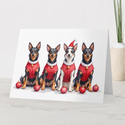 Carte Australian Kelpie Christmas Dress Santa Hat (Devant)