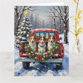 Carte Australian Kelpie Christmas Red Truck Holiday (Fleur jaune)