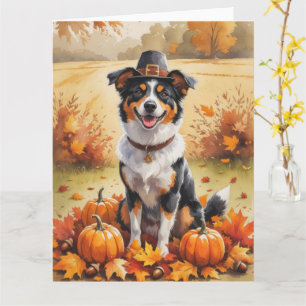 Carte Australian Kelpie Feuilles d'automne Art de Thanks