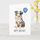 Carte Australian Shepherd Blue Merle Aussie Anniversaire (Fleur jaune)