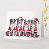 Carte Australian Shepherd Christmas Dress Santa Hat (Fleur jaune)