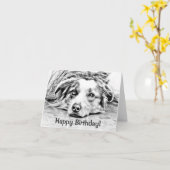 Carte Australian Shepherd dog art (Fleur jaune)