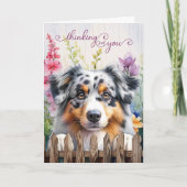 Carte Australian Shepherd Dog Fence Thinking of You (Devant)