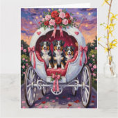 Carte Australian Shepherd Dog Valentine's Day  (Fleur jaune)