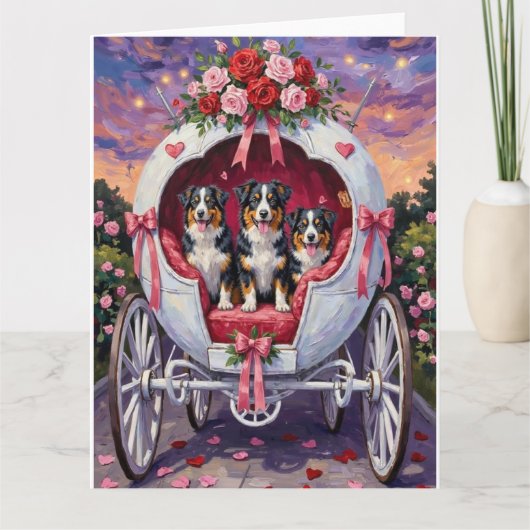 Carte Australian Shepherd Dog Valentine's Day  (Devant)
