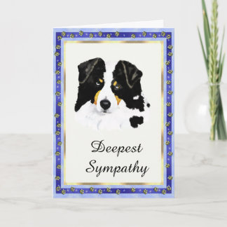 Carte Australian Shepherd Gold Pawprints Sympathy
