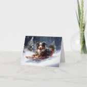 Carte Australian Shepherd hiver neige de Noël (Devant)