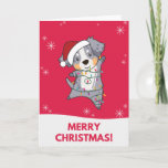 Carte Australian Shepherd Merry Christmas Winter Card<br><div class="desc">L'Australian Shepherd at Christmas with fairy lights. Funny animals with poists for the holidays. Also funny for Christmas in July. Dogs are cute animals and are parfait pour Christmas.</div>