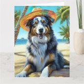 Carte Australian Shepherd On Beach amoureux des chiens c (Devant)