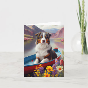 Carte Australian Shepherd sur une pagaie : Une aventure