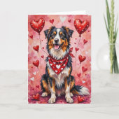 Carte Australian Shepherd Valentine’s Day Dog with Heart (Devant)