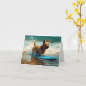 Carte Australian Terrier Beach Surfing Paining (Fleur jaune)