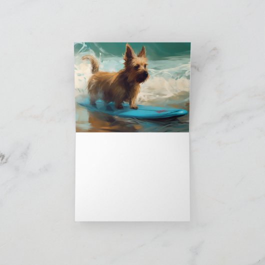 Carte Australian Terrier Beach Surfing Paining (Intérieur)