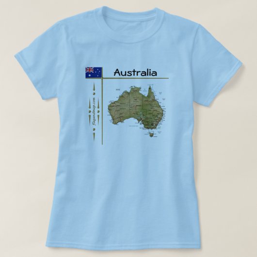Carte Australie + Drapeau + Titre T-shirt (Design devant)