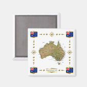 Carte Australie + Magnet des drapeaux (Recto/Verso)
