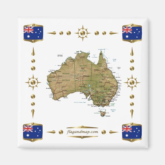 Carte Australie + Magnet des drapeaux (Devant)