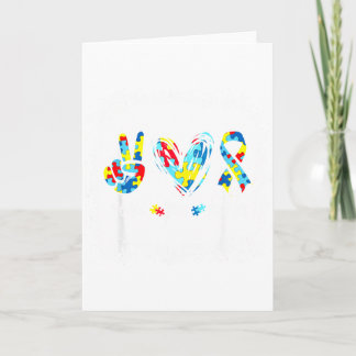 Carte Autism Awareness Peace Love Autism Puzzle Ribbon B