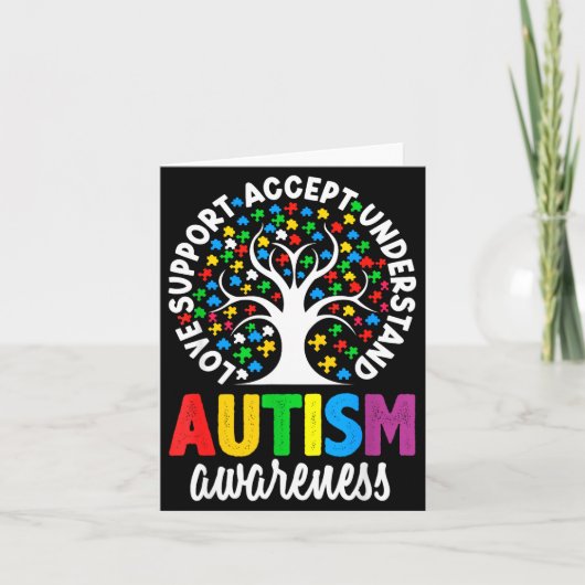 Carte Autism Awareness Puzzle Heart Suprt Men Women (Devant)