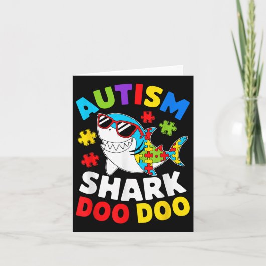 Carte Autisme amusant Requin Puzzle Conscience Jour mign (Devant)
