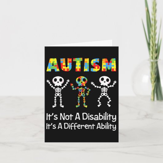 Carte Autisme Capacité différente Skull Skeleton Neurodi (Devant)