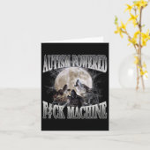 Carte Autisme Powered F#ck Machine Mème Drôle Wolf Autis (Fleur jaune)