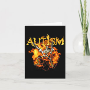 Carte Autisme Skeleton Guns Funny Fire Bones Éffrayant
