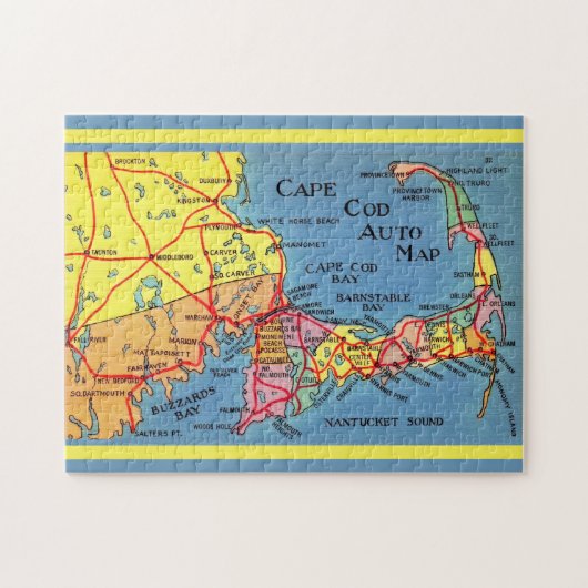 Carte Auto Cape Cod 11x14 Puzzle (Horizontal)