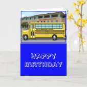 Carte Autobus scolaire à l'école (Fleur jaune)