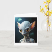 Carte Autocollant Alien Blanc (Fleur jaune)