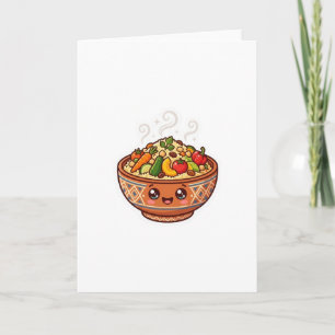 Carte Autocollant de bol alimentaire mignon Kawaii Cousc