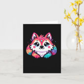Carte Autocollant Loup Mignon1 (Fleur jaune)
