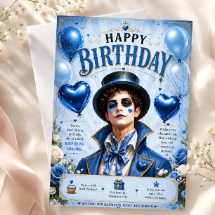 Carte Autocollants de fête d'anniversaire bleus de style