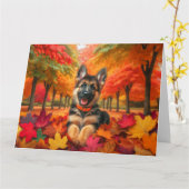 Carte Automne Allemand Berger Chiot Anniversaire (Fleur jaune)
