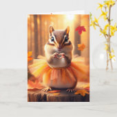 Carte Automne Anniversaire Chipmunk portant un Tutu (Fleur jaune)